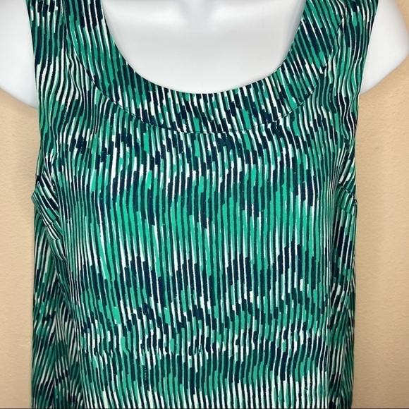 M Petite A.n.a Blue & Green Striped Boho Lace Accent Sleeveless Blouse Medium - Picture 3 of 9
